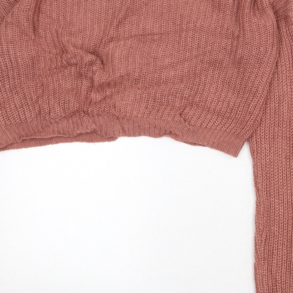 Missguided Womens Pink Round Neck Acrylic Pullover Jumper Size S