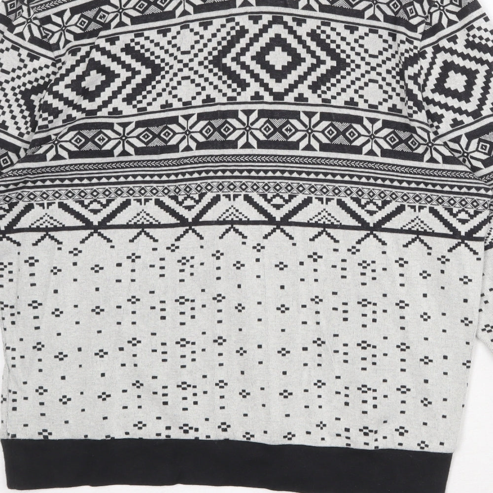 Topshop Mens Grey Fair Isle Cotton Pullover Sweatshirt Size L
