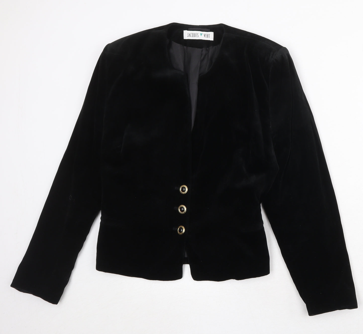 Jaques Vert Womens Black Cotton Jacket Blazer Size 12