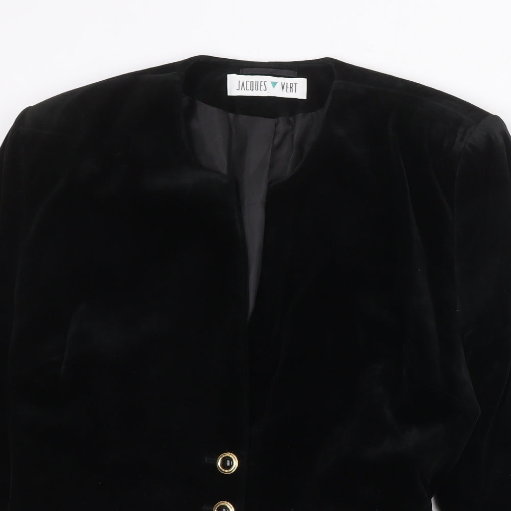 Jaques Vert Womens Black Cotton Jacket Blazer Size 12