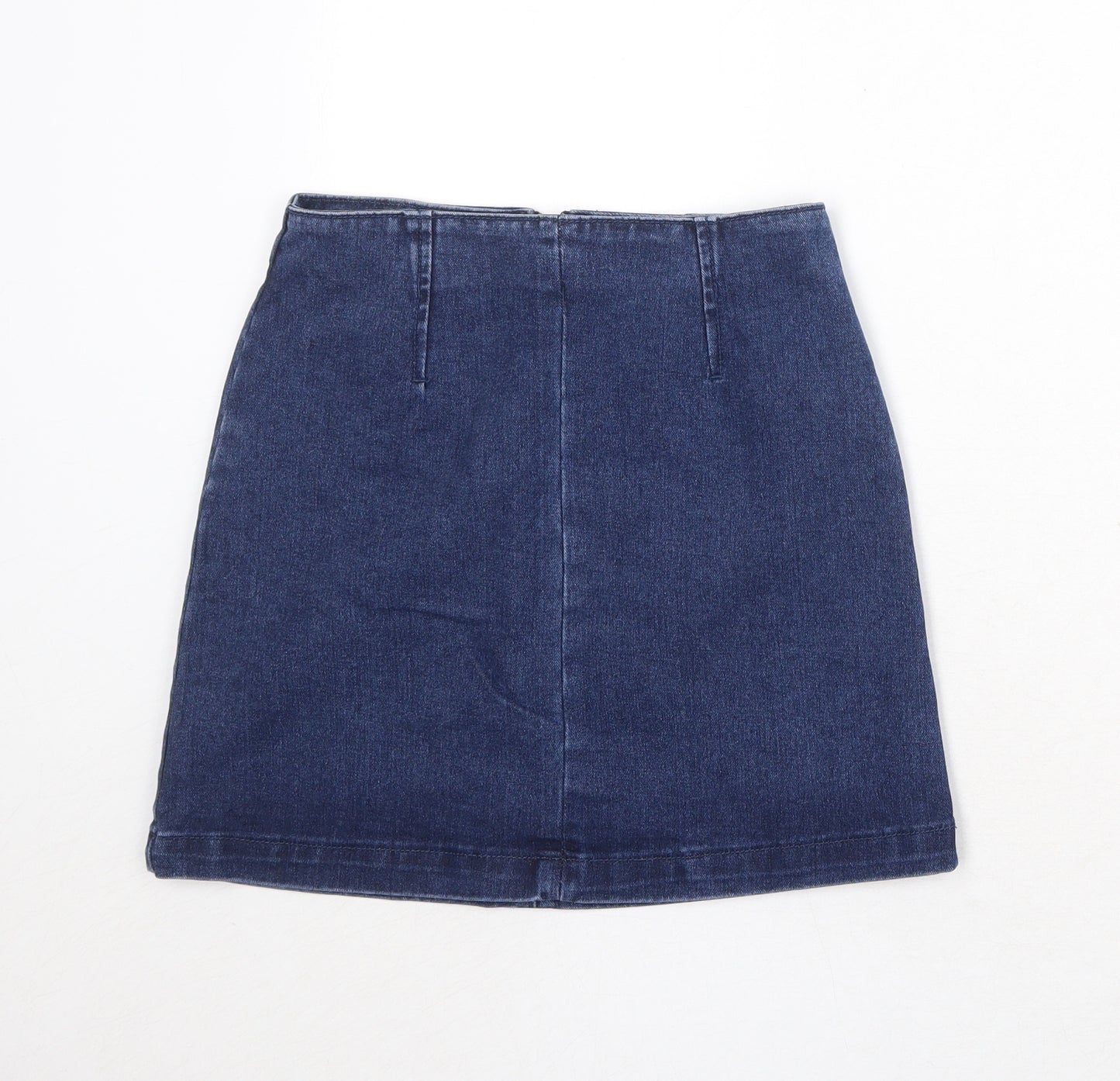 FOREVER 21 Womens Blue Cotton Mini Skirt Size S Zip