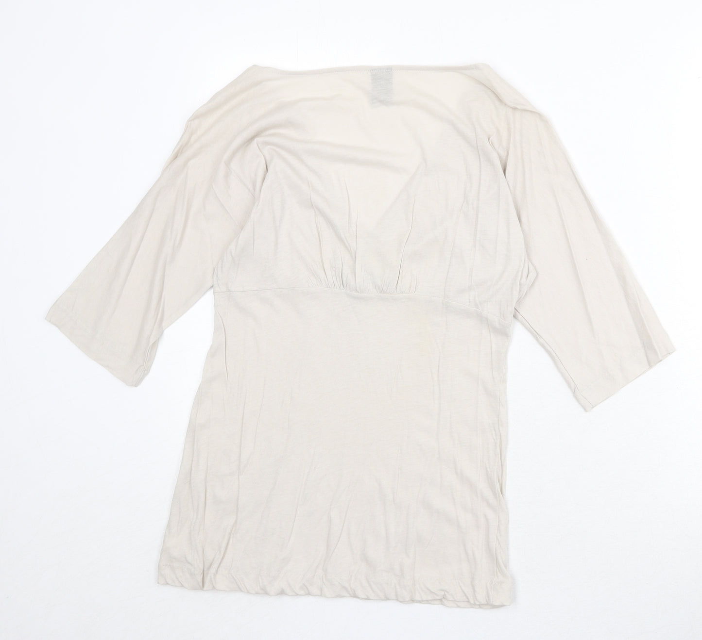 Gap Womens Beige 100% Cotton Basic Blouse Size M V-Neck - Wrap Front Detail