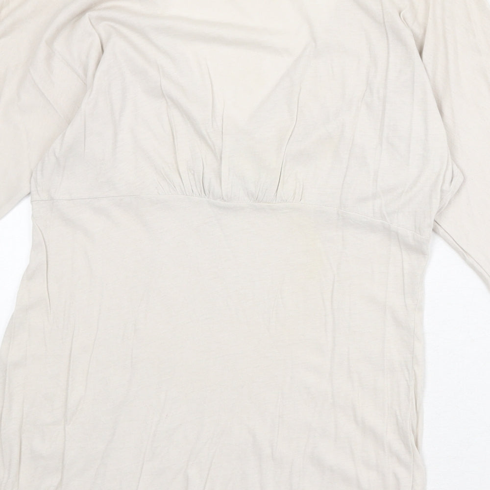 Gap Womens Beige 100% Cotton Basic Blouse Size M V-Neck - Wrap Front Detail