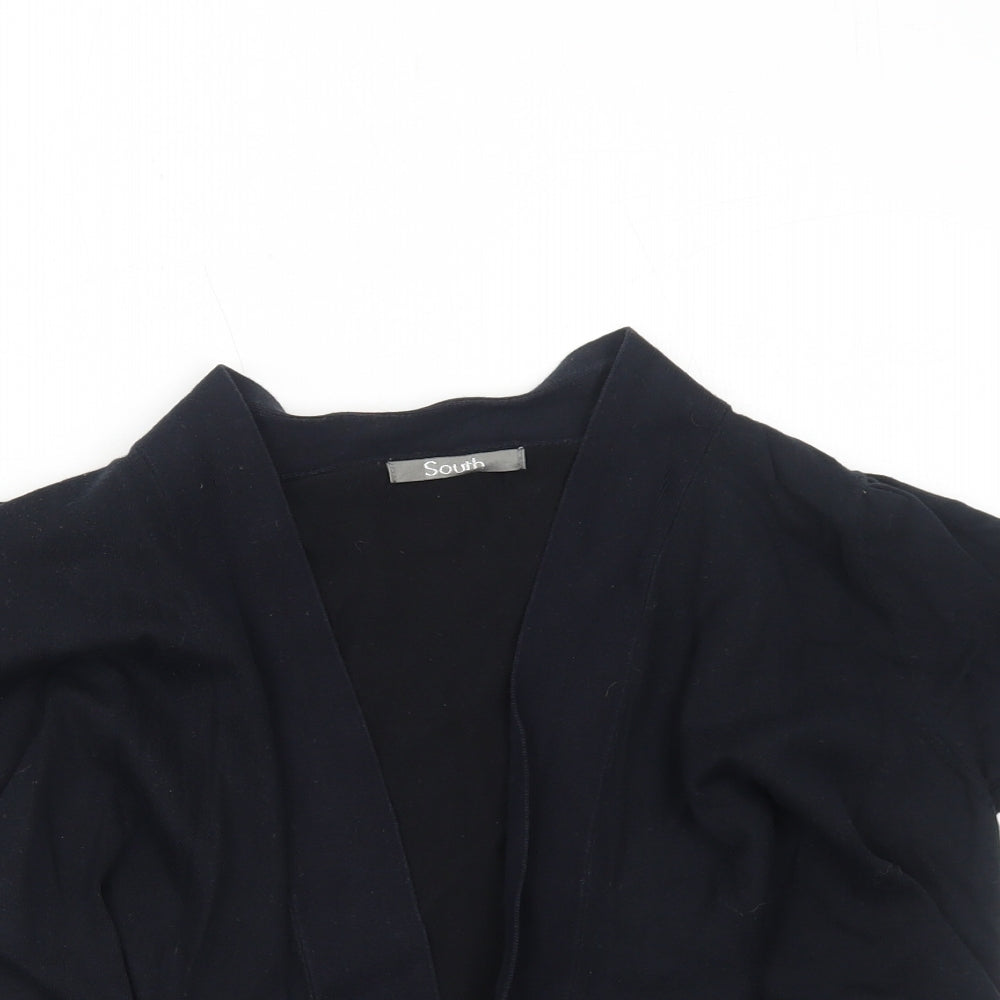 South Womens Black V-Neck Cotton Cardigan Jumper Size 14