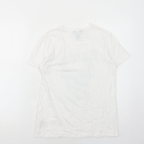 New Look Womens White Cotton Basic T-Shirt Size 8 Round Neck - Rebelle Tour