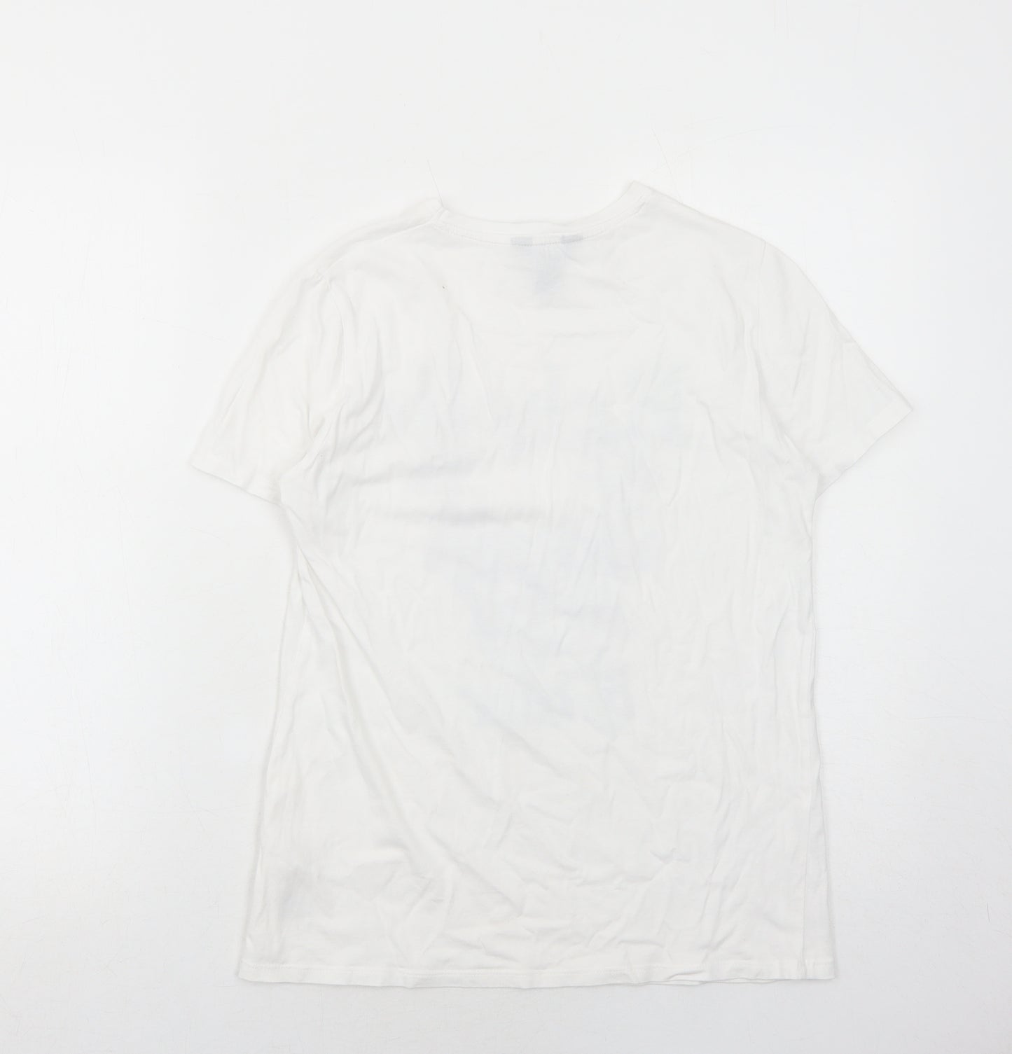 New Look Womens White Cotton Basic T-Shirt Size 8 Round Neck - Rebelle Tour