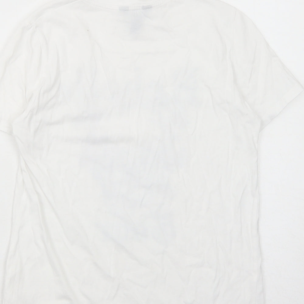 New Look Womens White Cotton Basic T-Shirt Size 8 Round Neck - Rebelle Tour