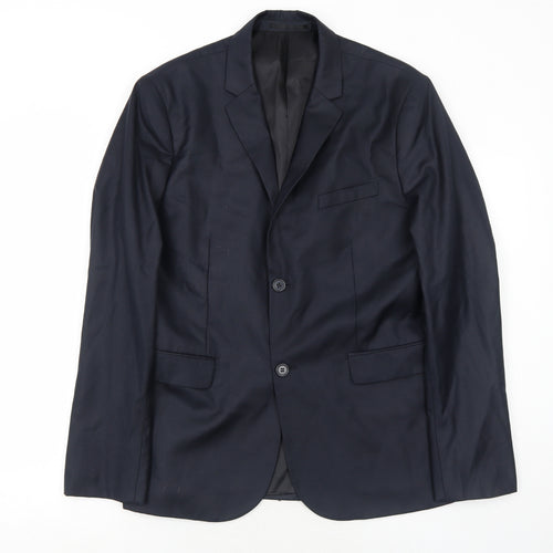 H&M Mens Blue Polyester Jacket Suit Jacket Size 42 Regular