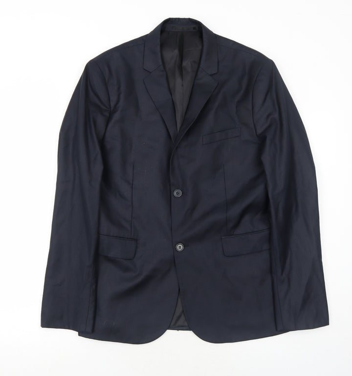 H&M Mens Blue Polyester Jacket Suit Jacket Size 42 Regular