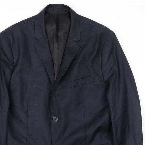 H&M Mens Blue Polyester Jacket Suit Jacket Size 42 Regular