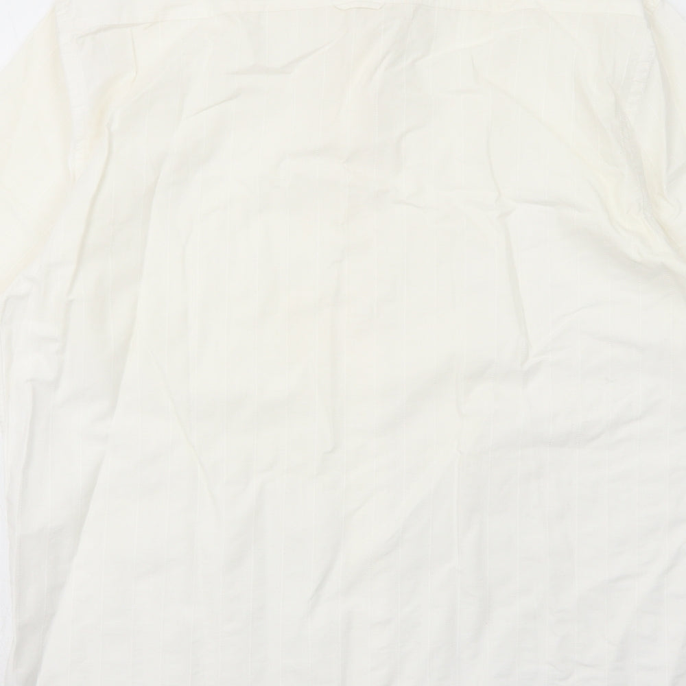 NEXT Mens Ivory Cotton Button-Up Size L Collared Button