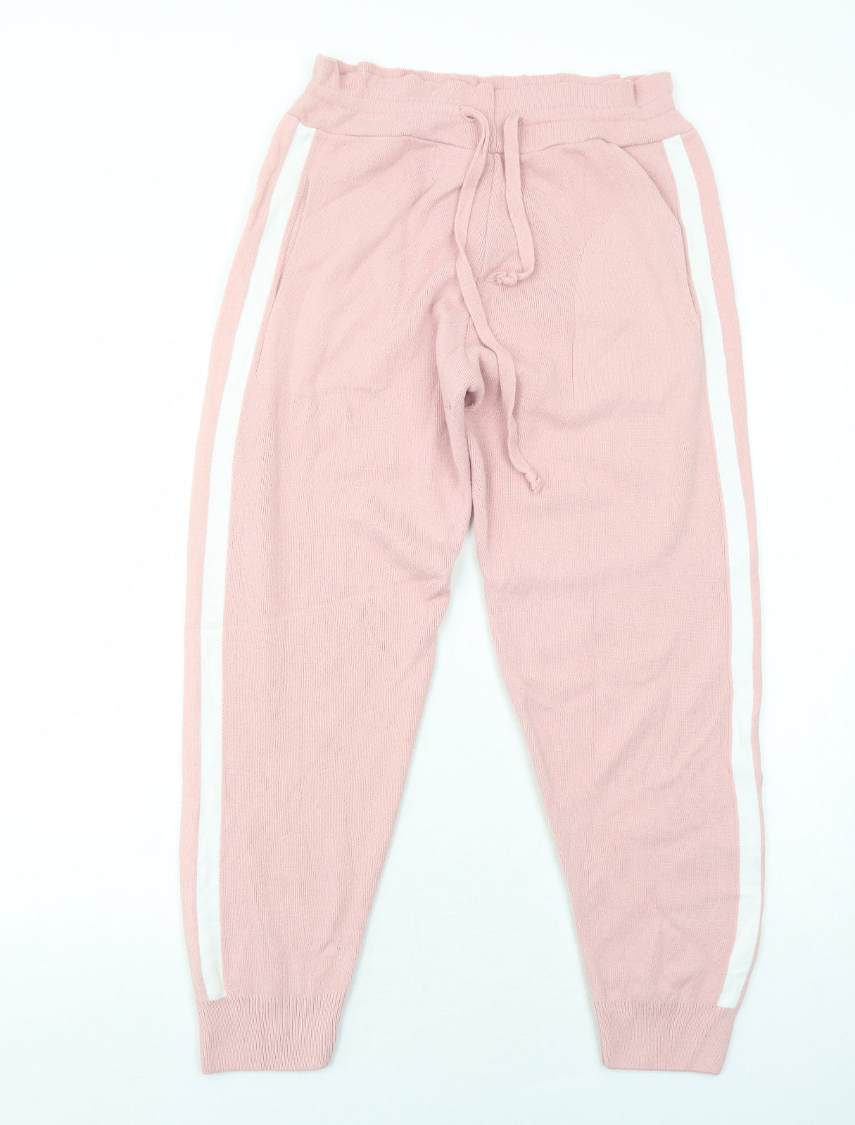 Boohoo Womens Pink Acrylic Jogger Trousers Size L Regular Drawstring