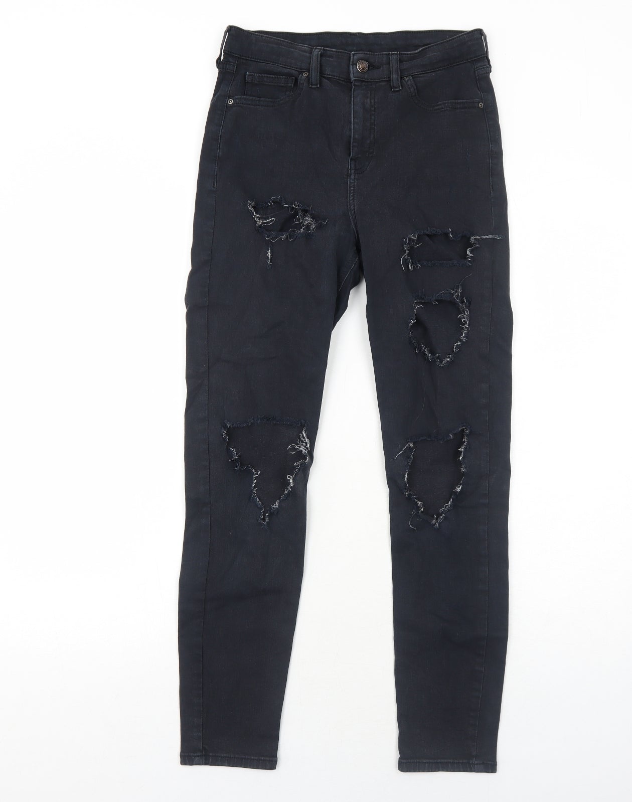 Topshop Womens Black Cotton Skinny Jeans Size 10 L32 in Regular Zip