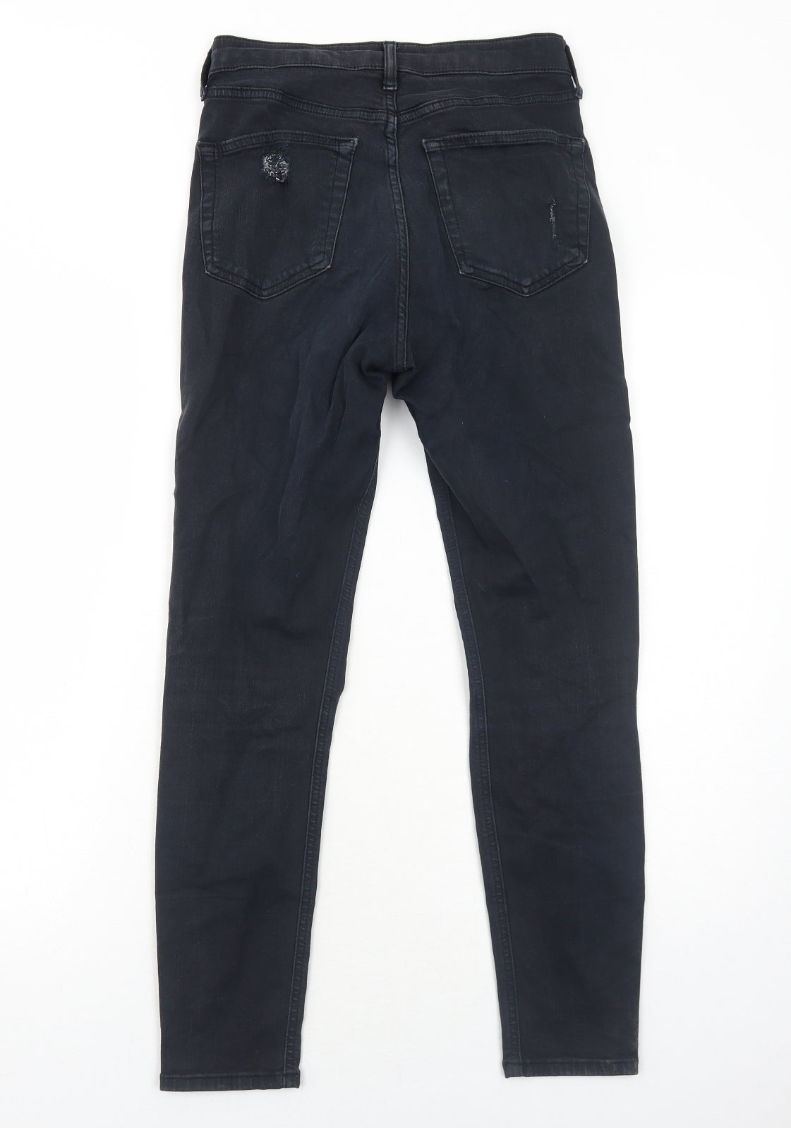 Topshop Womens Black Cotton Skinny Jeans Size 10 L32 in Regular Zip