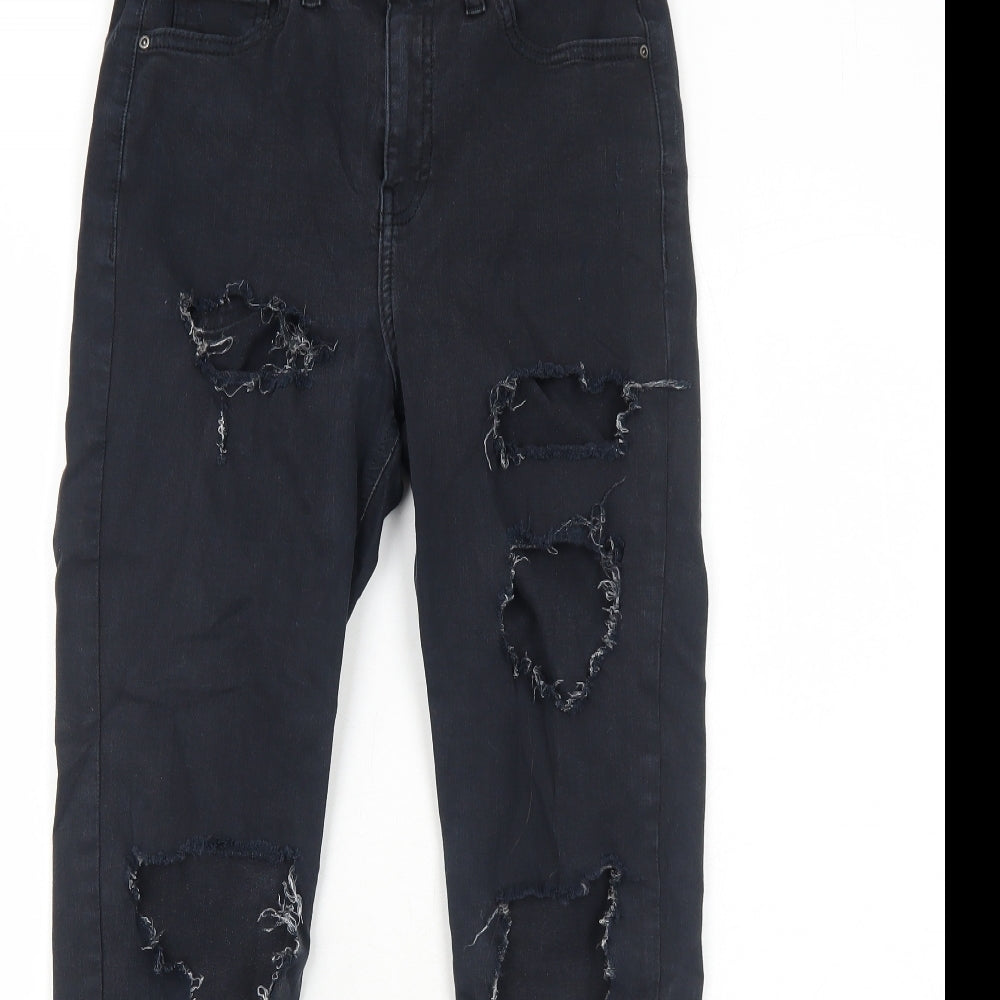 Topshop Womens Black Cotton Skinny Jeans Size 10 L32 in Regular Zip