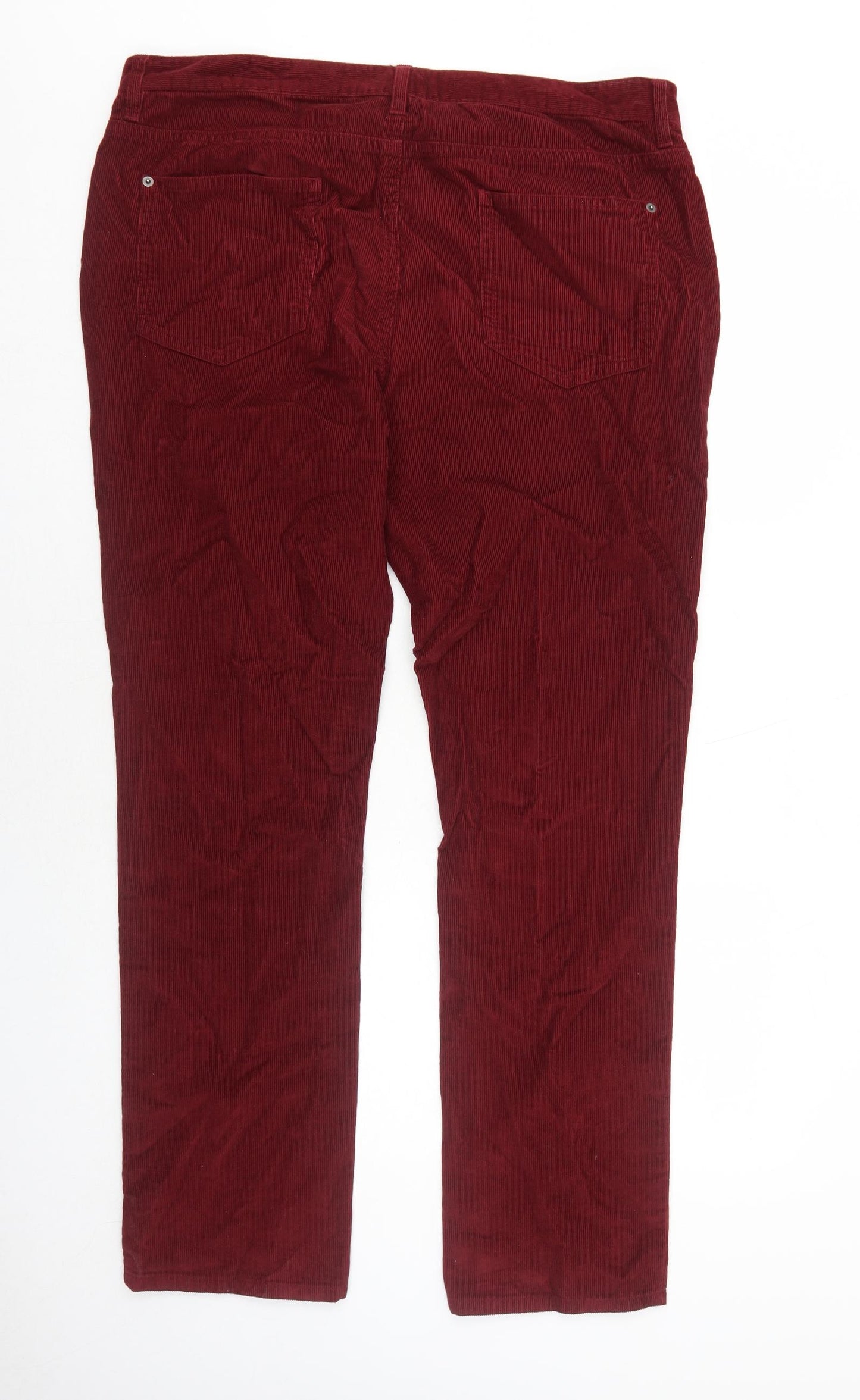 John Lewis Mens Red Cotton Trousers Size 38 in Regular Zip