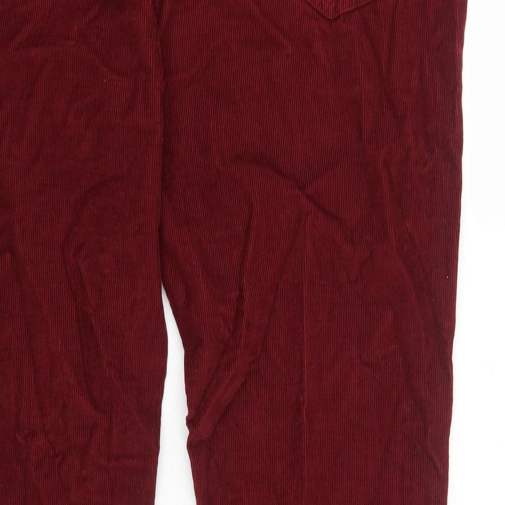 John Lewis Mens Red Cotton Trousers Size 38 in Regular Zip