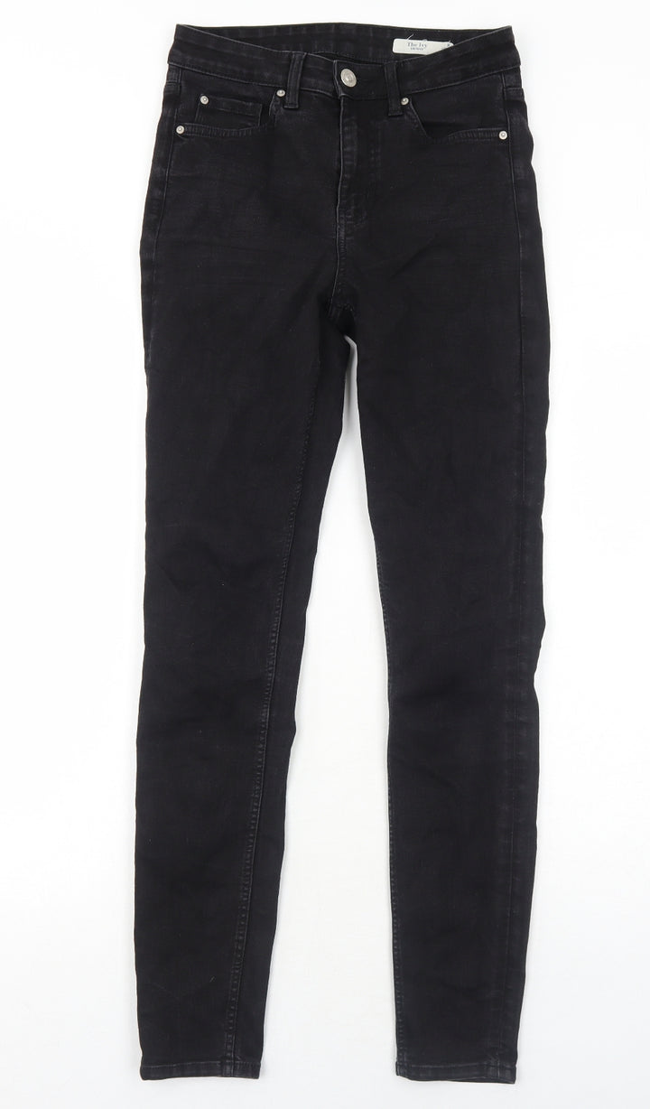 Marks and Spencer Womens Black Cotton Skinny Jeans Size 8 Regular Zip