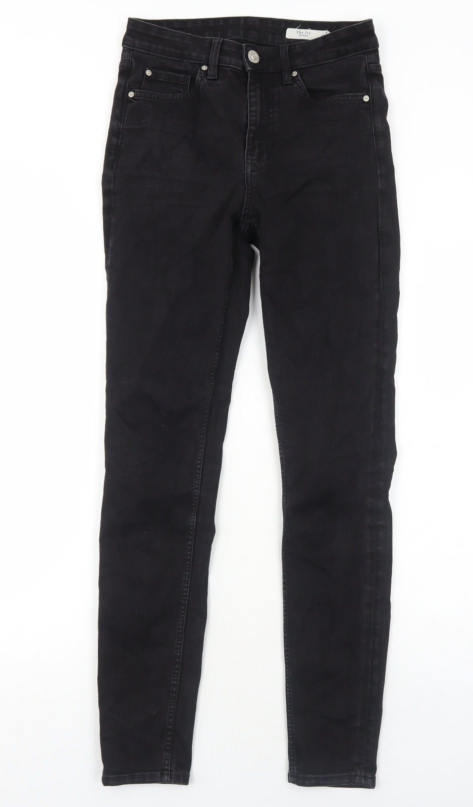 Marks and Spencer Womens Black Cotton Skinny Jeans Size 8 Regular Zip