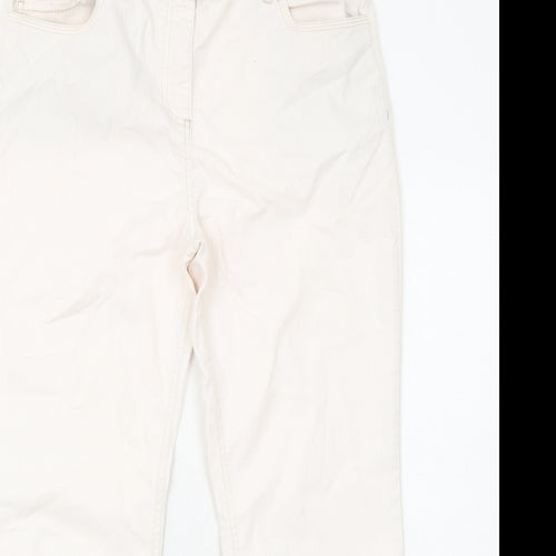Per Una Womens White Cotton Bootcut Jeans Size 14 Regular Zip
