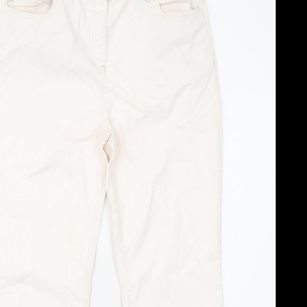 Per Una Womens White Cotton Bootcut Jeans Size 14 Regular Zip