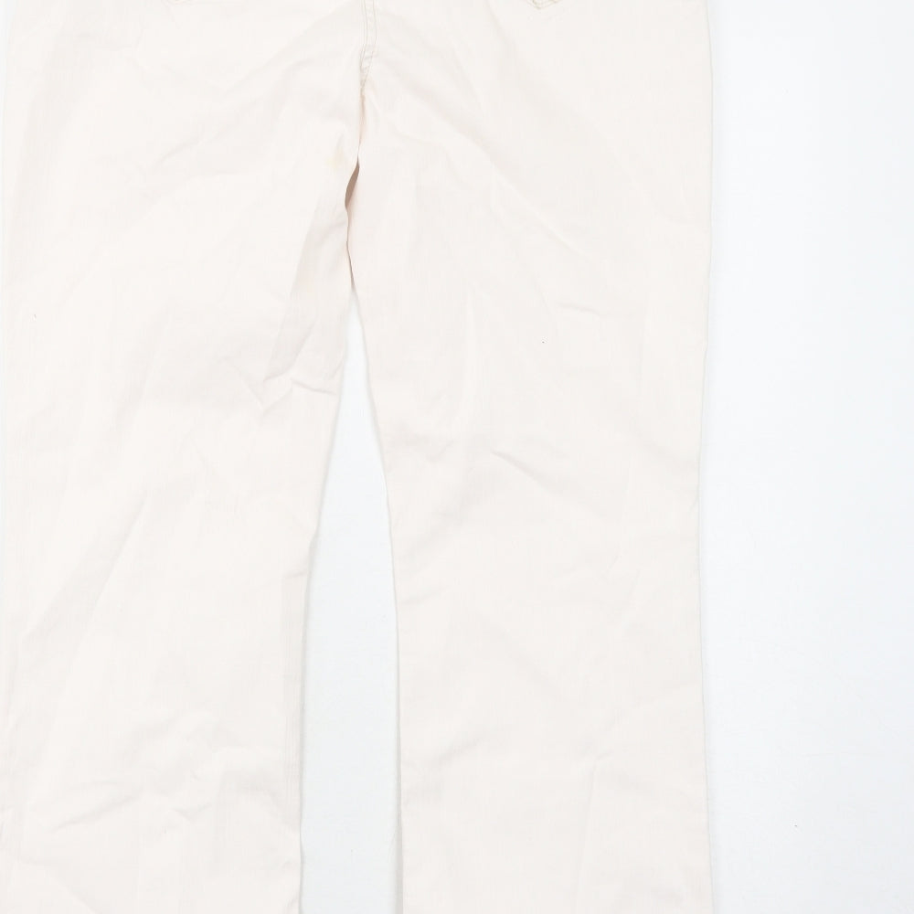Per Una Womens White Cotton Bootcut Jeans Size 14 Regular Zip