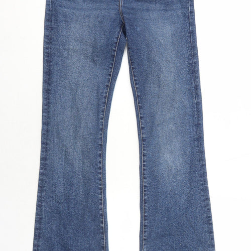 Zara Womens Blue Cotton Bootcut Jeans Size 10 Regular Zip