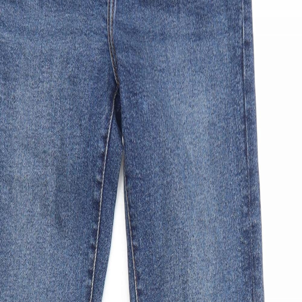Zara Womens Blue Cotton Bootcut Jeans Size 10 Regular Zip
