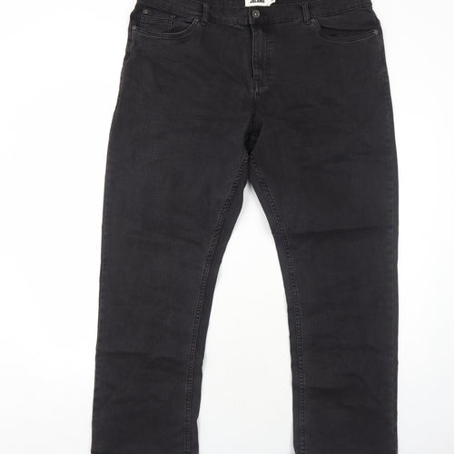 Jacamo Mens Black Cotton Straight Jeans Size 42 in Regular Zip