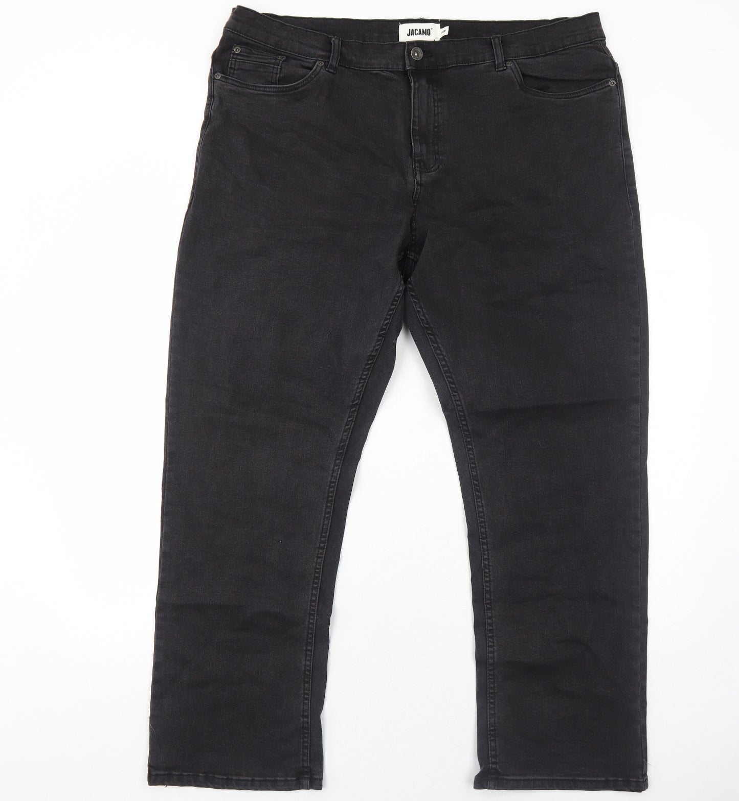 Jacamo Mens Black Cotton Straight Jeans Size 42 in Regular Zip