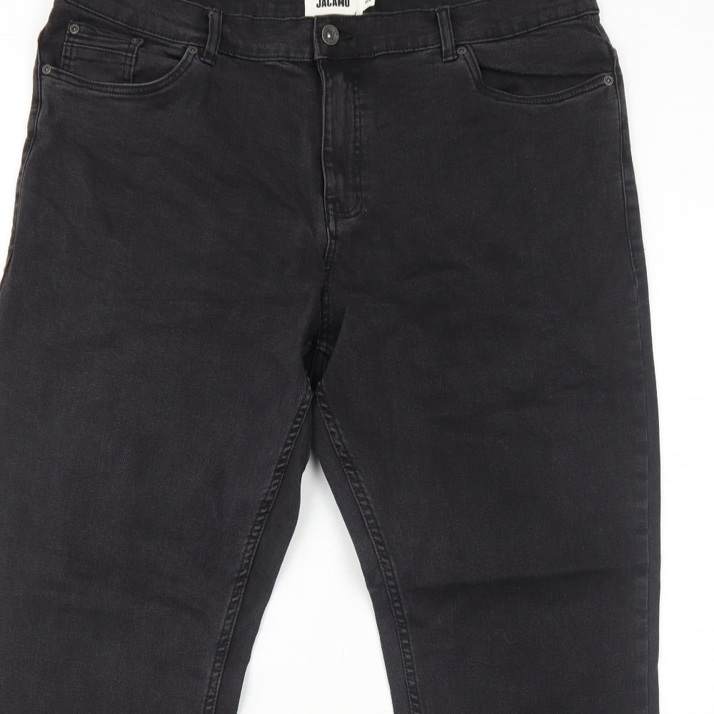 Jacamo Mens Black Cotton Straight Jeans Size 42 in Regular Zip