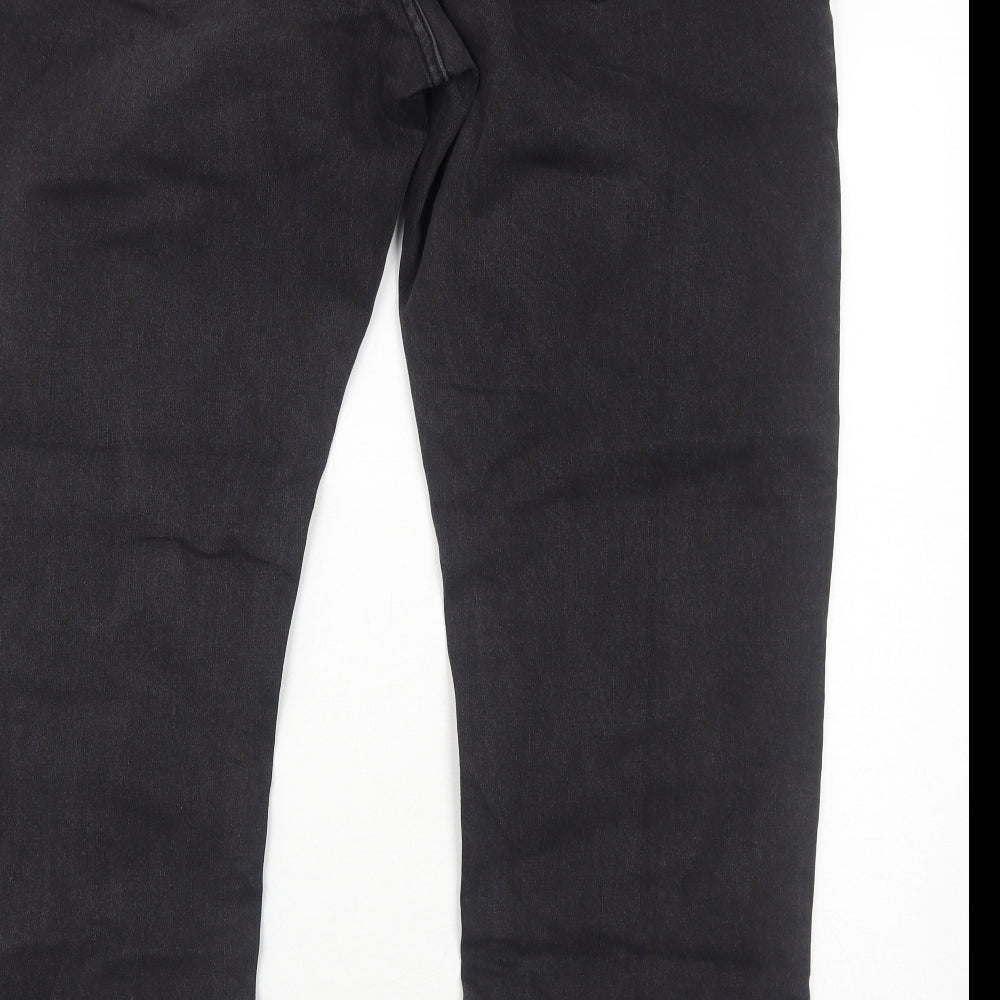 Jacamo Mens Black Cotton Straight Jeans Size 42 in Regular Zip