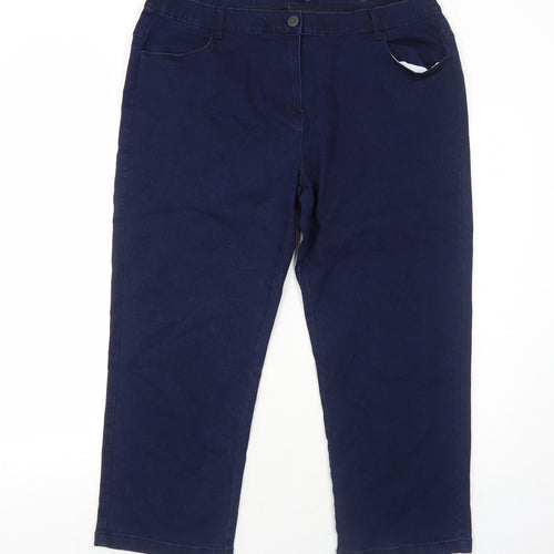 Bonmarché Womens Blue Cotton Straight Jeans Size 20 Regular Zip