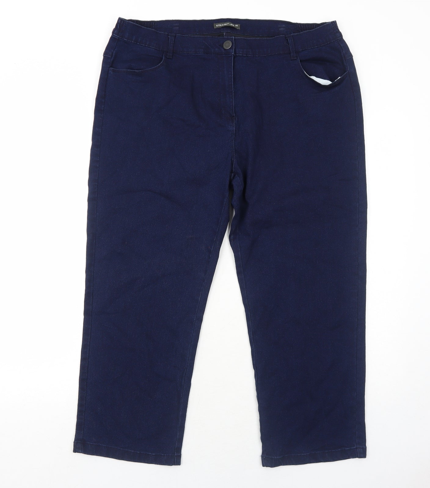 Bonmarché Womens Blue Cotton Straight Jeans Size 20 Regular Zip