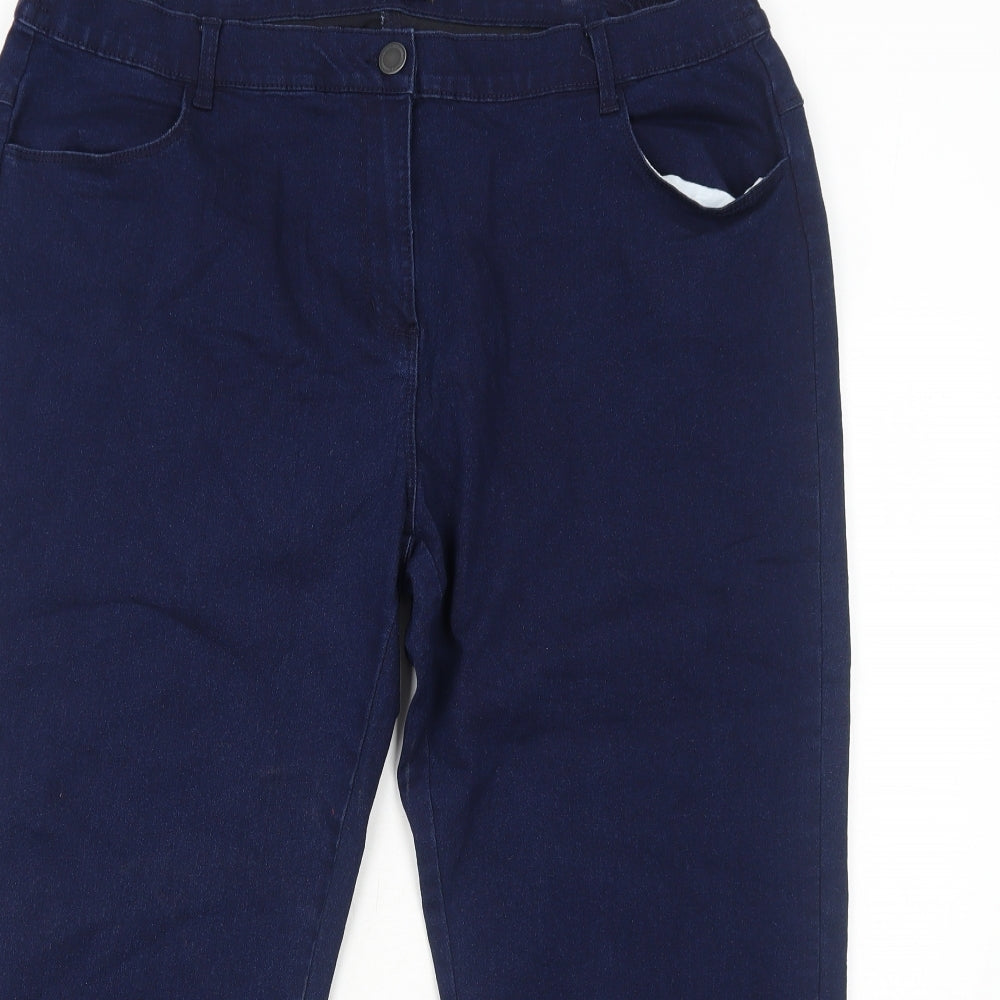 Bonmarché Womens Blue Cotton Straight Jeans Size 20 Regular Zip