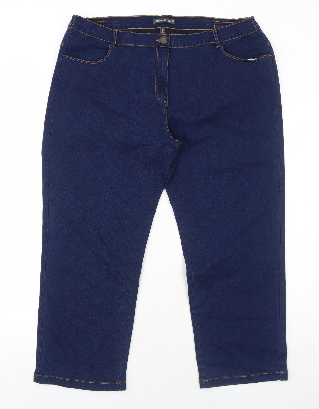 Bonmarché Womens Blue Cotton Straight Jeans Size 20 Regular Zip