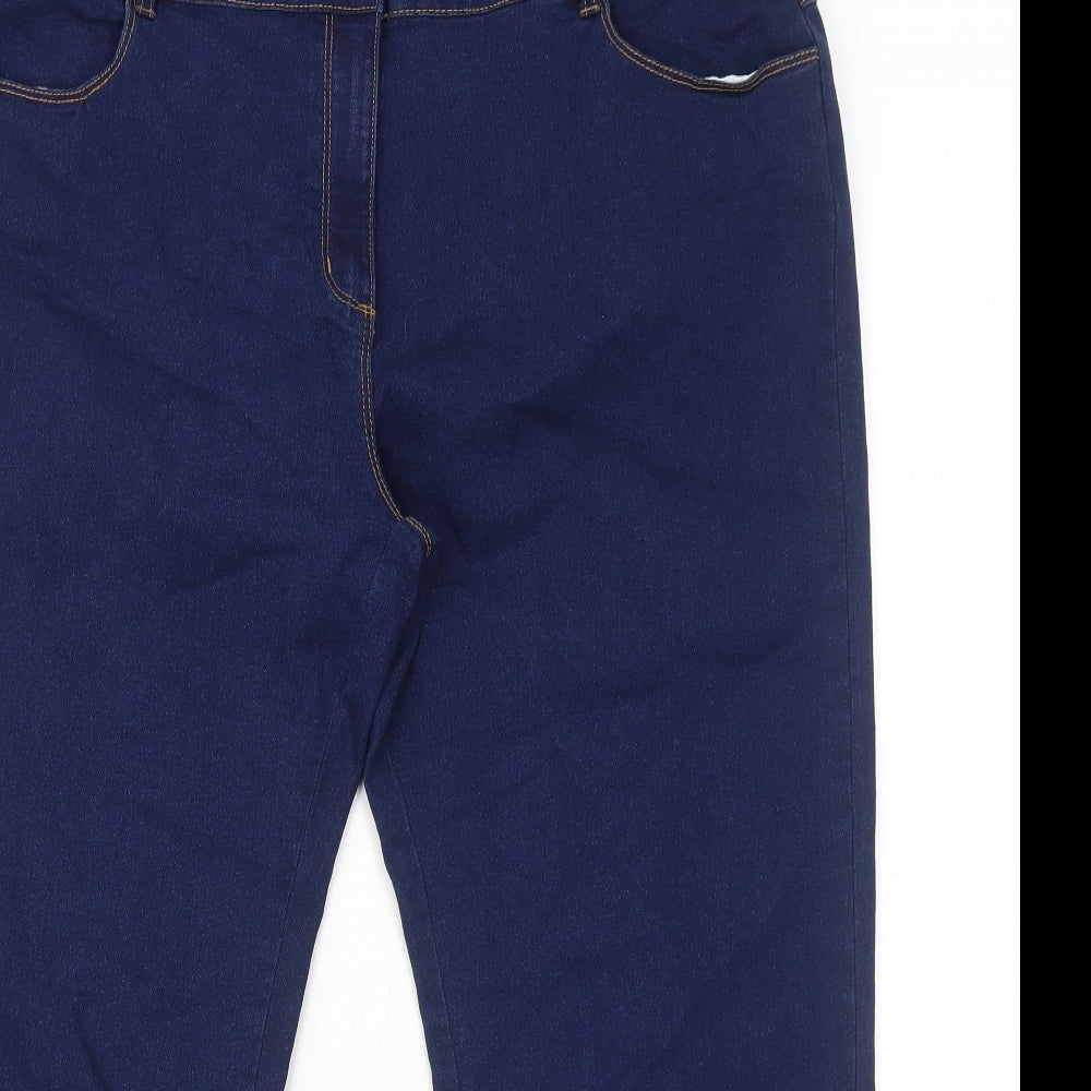 Bonmarché Womens Blue Cotton Straight Jeans Size 20 Regular Zip