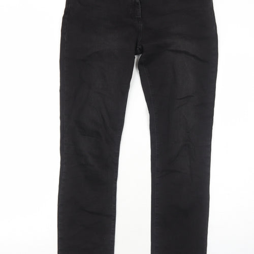 Laura Ashley Womens Black Cotton Straight Jeans Size 12 Regular Zip
