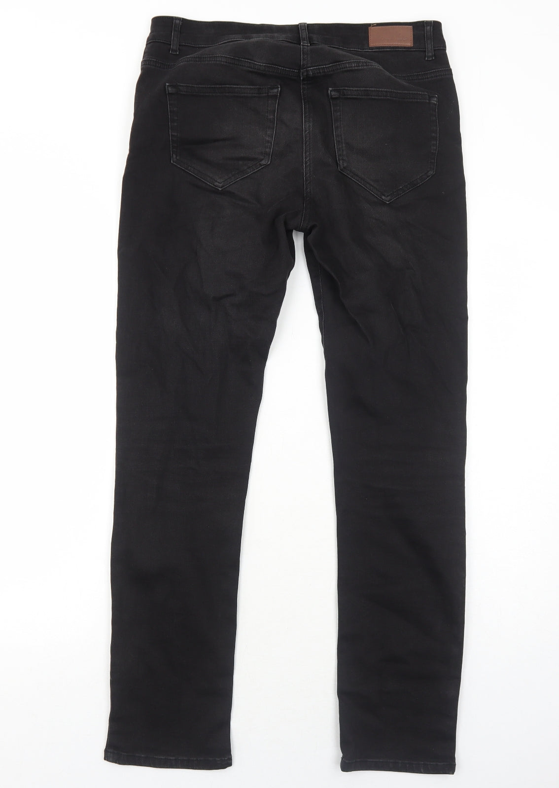 Laura Ashley Womens Black Cotton Straight Jeans Size 12 Regular Zip