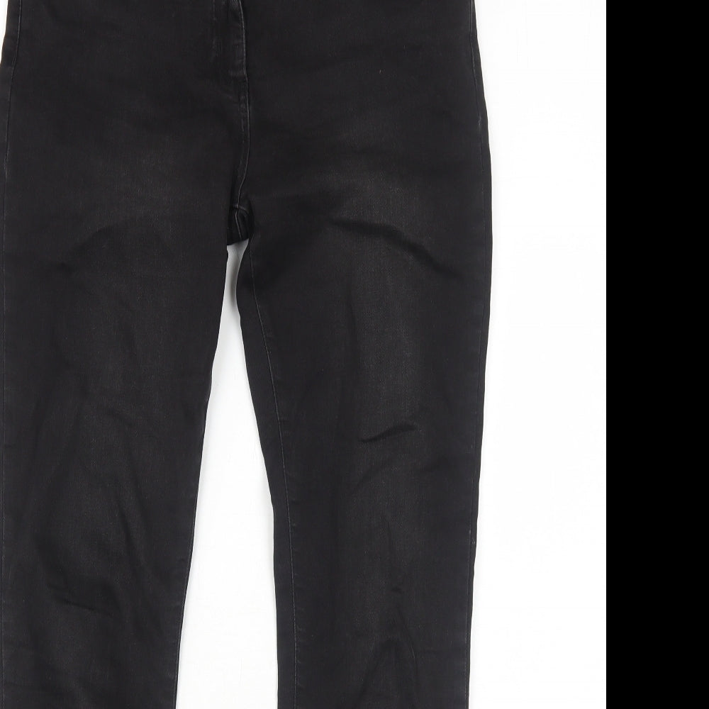 Laura Ashley Womens Black Cotton Straight Jeans Size 12 Regular Zip
