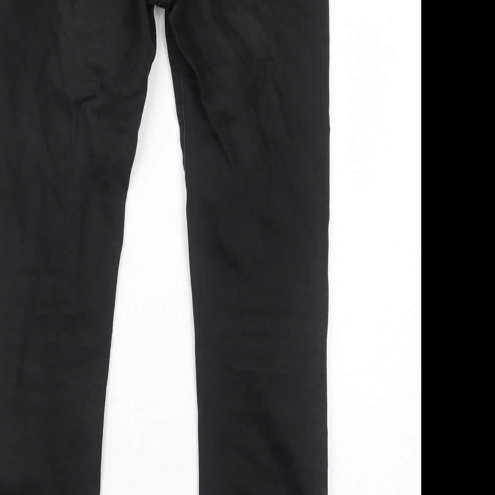 Laura Ashley Womens Black Cotton Straight Jeans Size 12 Regular Zip