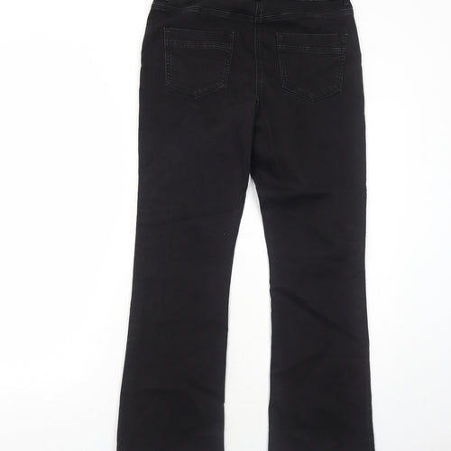 Bonmarché Womens Black Cotton Bootcut Jeans Size 12 Regular Zip