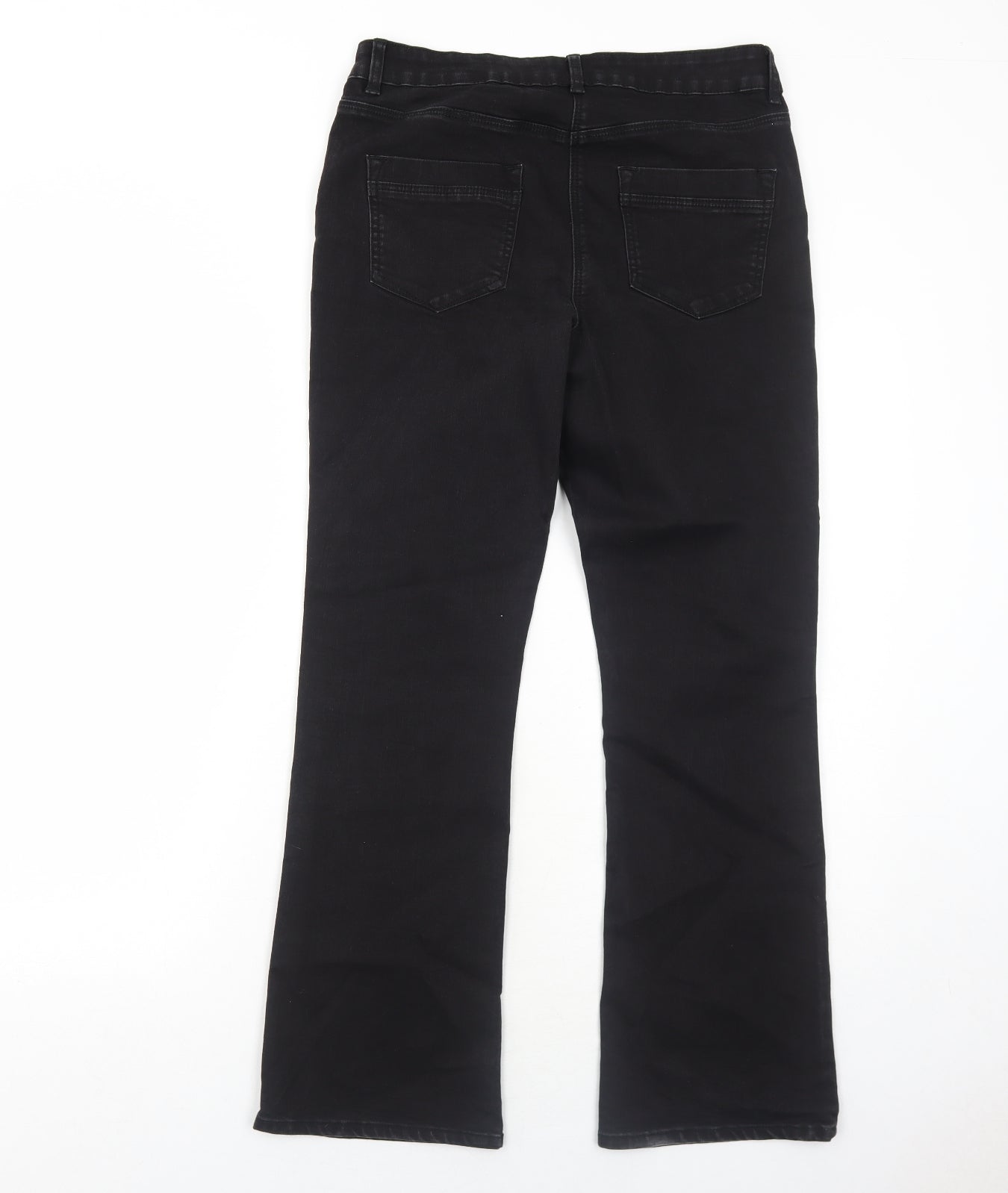 Bonmarché Womens Black Cotton Bootcut Jeans Size 12 Regular Zip
