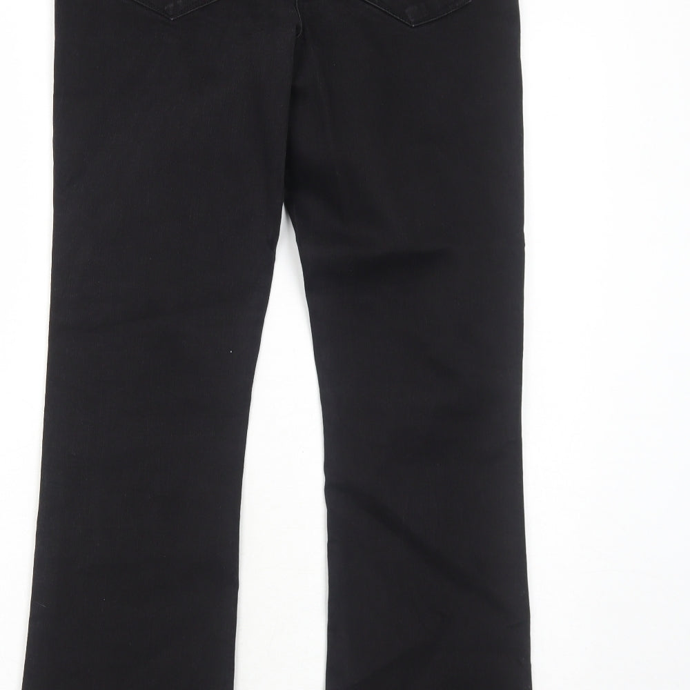 Bonmarché Womens Black Cotton Bootcut Jeans Size 12 Regular Zip