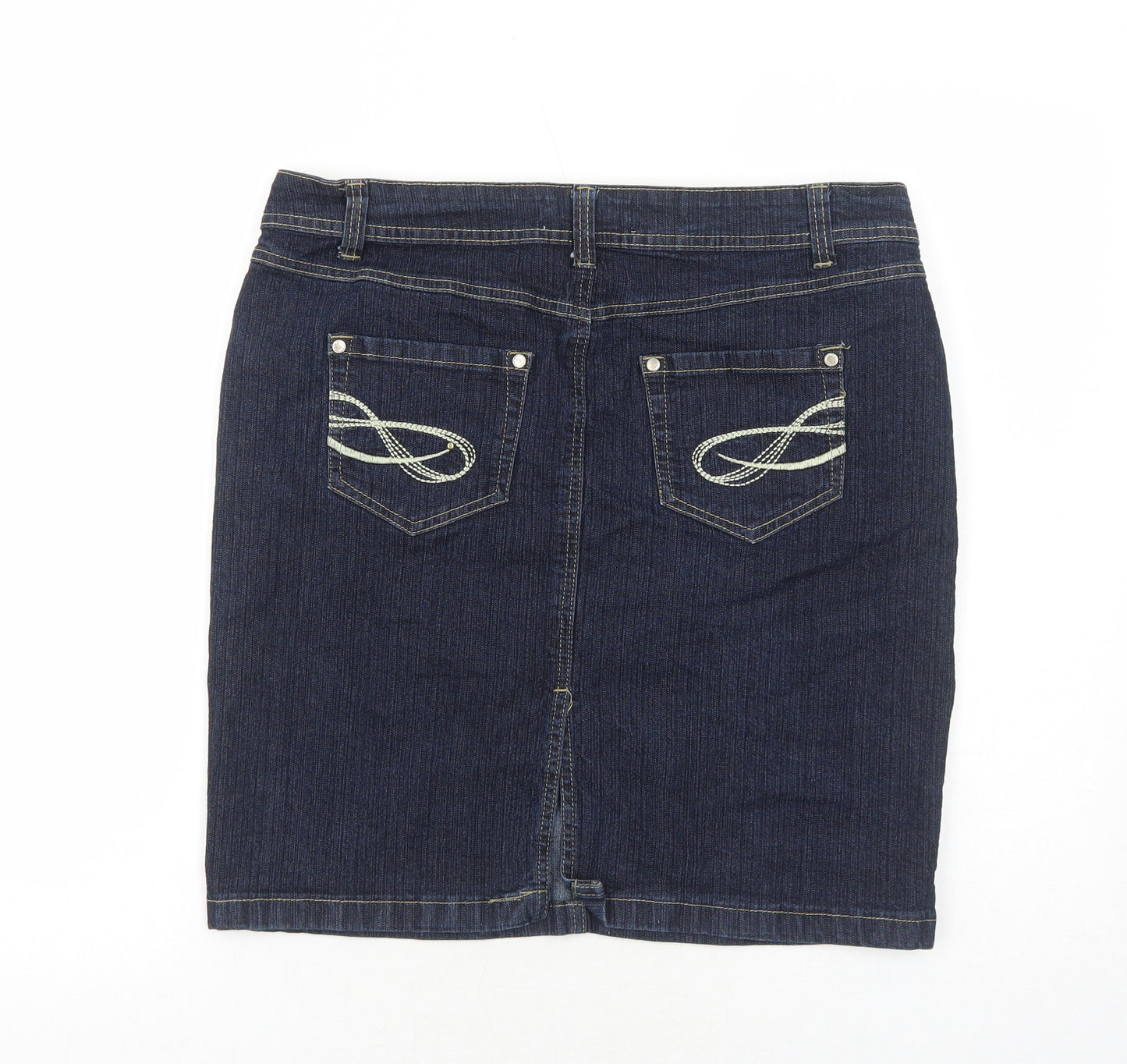 Denim 24/7 Womens Blue Cotton A-Line Skirt Size 16 Zip