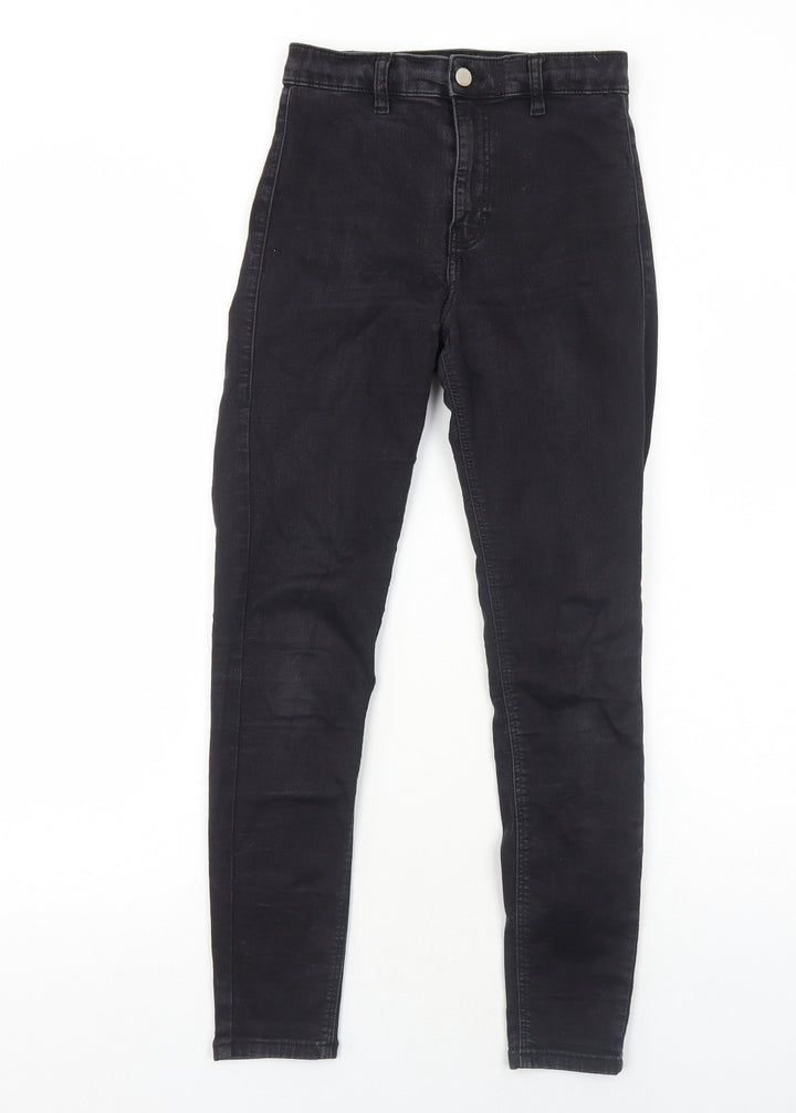 Topshop Womens Black Cotton Skinny Jeans Size 6 L30 in Regular Zip