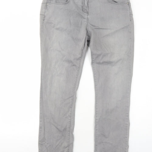 Jasper Conran Womens Grey Cotton Straight Jeans Size 16 Regular Zip