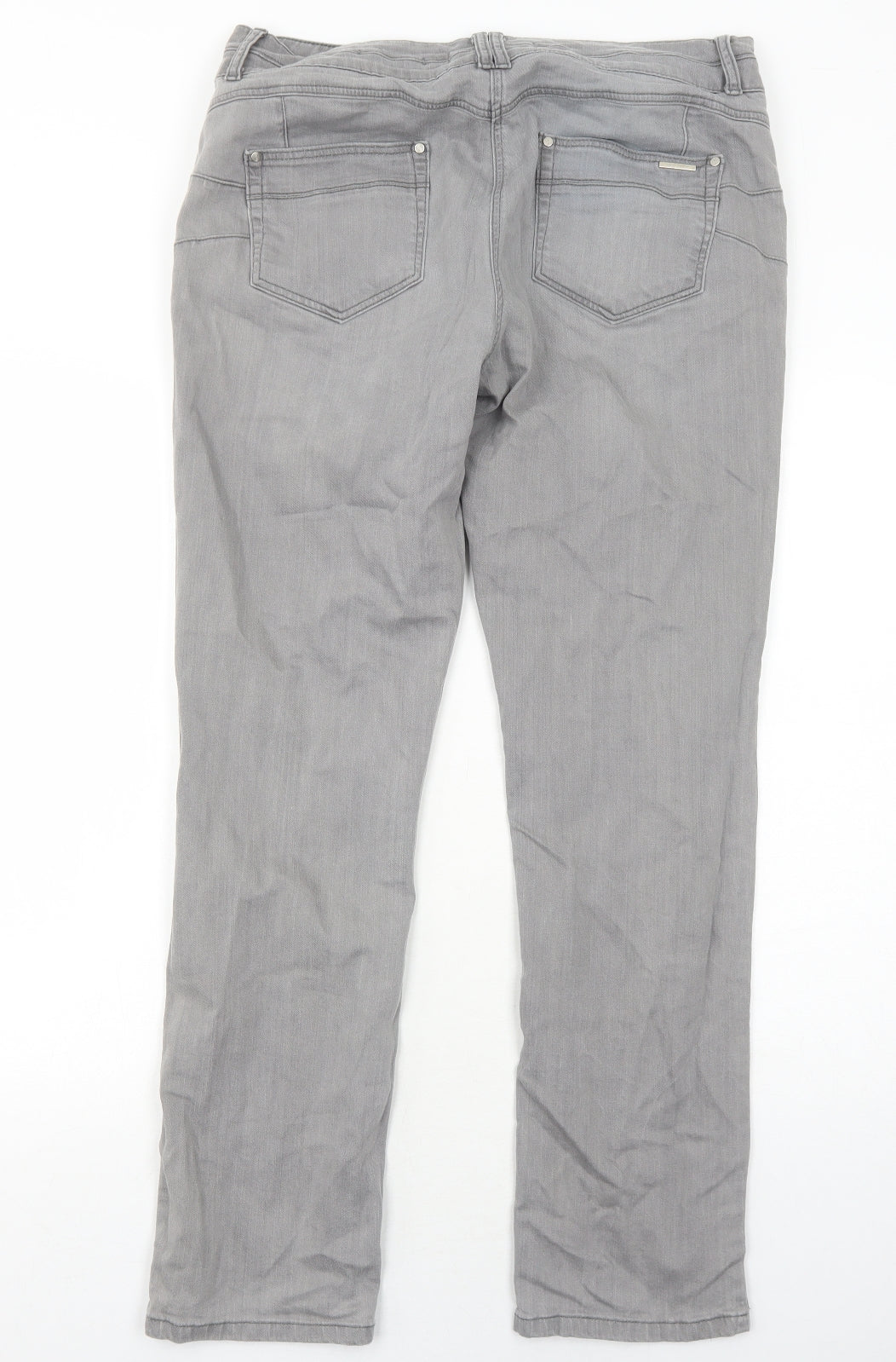 Jasper Conran Womens Grey Cotton Straight Jeans Size 16 Regular Zip