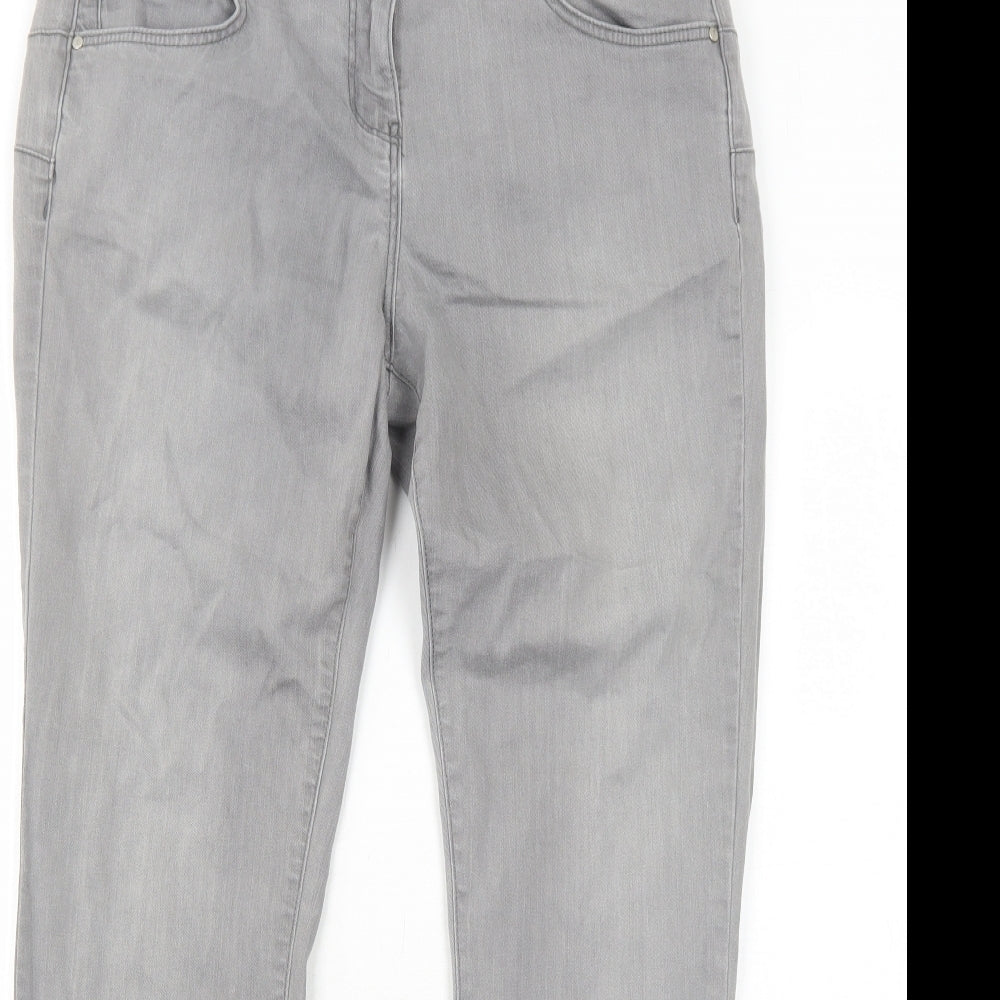 Jasper Conran Womens Grey Cotton Straight Jeans Size 16 Regular Zip