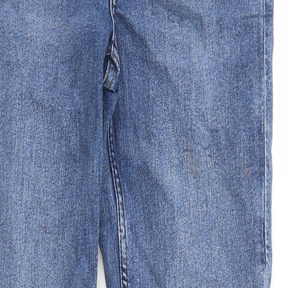 Marks and Spencer Womens Blue Cotton Straight Jeans Size 10 Regular Zip